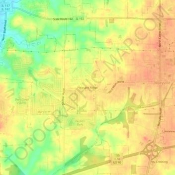 Mapa topográfico Pleasant Ridge, altitud, relieve
