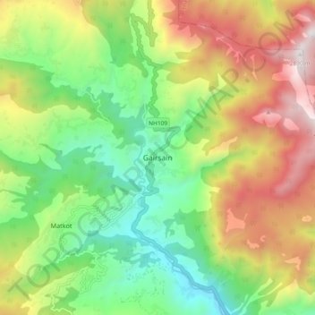 Mapa topográfico Gairsain, altitud, relieve