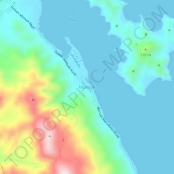 Mapa topográfico Mamali, altitud, relieve