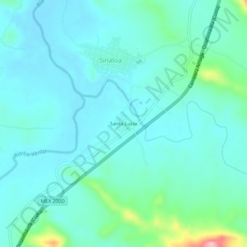 Mapa topográfico Santa Lucia, altitud, relieve