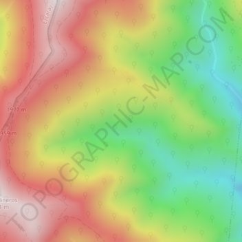 Mapa topográfico Peñas Mieras, altitud, relieve