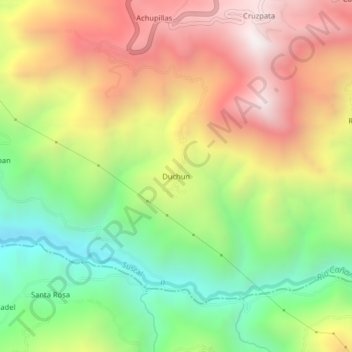 Mapa topográfico Duchun, altitud, relieve