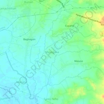 Mapa topográfico Masagana, altitud, relieve