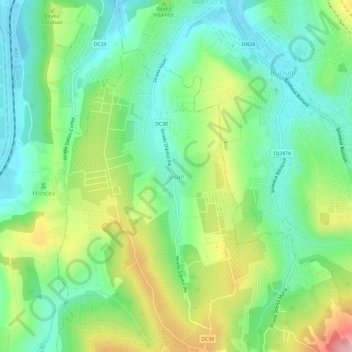 Mapa topográfico Vișan, altitud, relieve