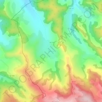 Mapa topográfico Dâncu, altitud, relieve