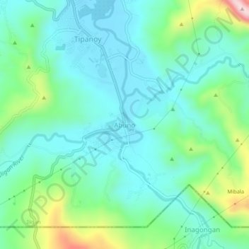 Mapa topográfico Abuno, altitud, relieve