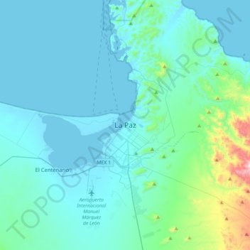 Mapa topográfico La Paz, altitud, relieve