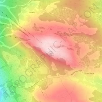 Mapa topográfico Hafjell, altitud, relieve
