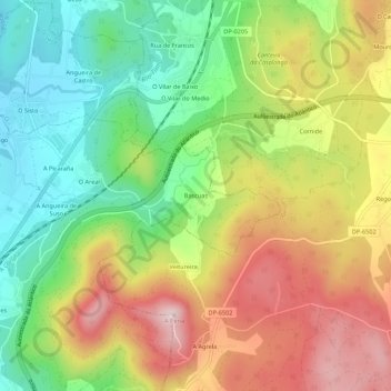 Mapa topográfico Bascuas, altitud, relieve