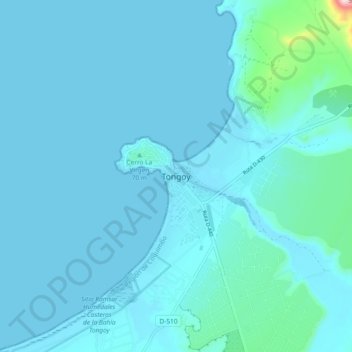 Mapa topográfico Tongoy, altitud, relieve