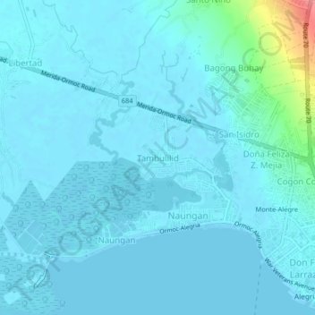 Mapa topográfico Tambulilid, altitud, relieve