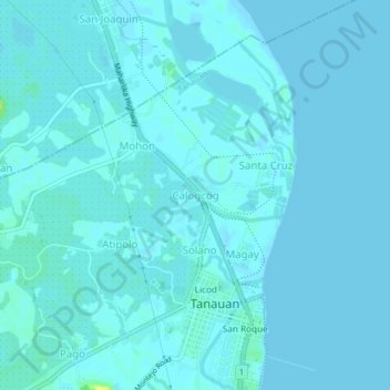 Mapa topográfico Calogcog, altitud, relieve
