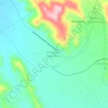 Mapa topográfico Pairumani (disperso), altitud, relieve