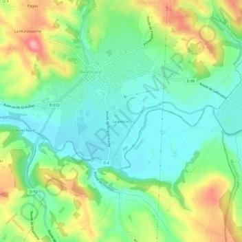 Mapa topográfico Le Joncas, altitud, relieve