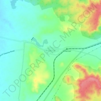 Mapa topográfico Amarsar, altitud, relieve
