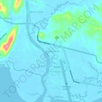 Mapa topográfico Cagsalaosao, altitud, relieve