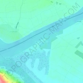 Mapa topográfico Ostrovu Corbului, altitud, relieve