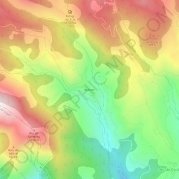 Mapa topográfico Arànser, altitud, relieve