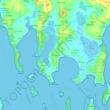 Mapa topográfico Locmiquel, altitud, relieve