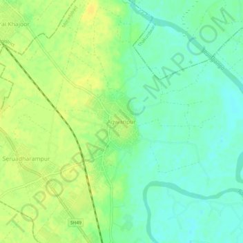Mapa topográfico Agwanpur, altitud, relieve