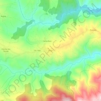 Mapa topográfico Progo, altitud, relieve