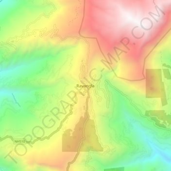 Mapa topográfico Ravangla, altitud, relieve