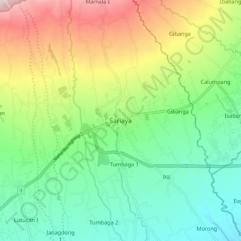 Mapa topográfico Sariaya, altitud, relieve