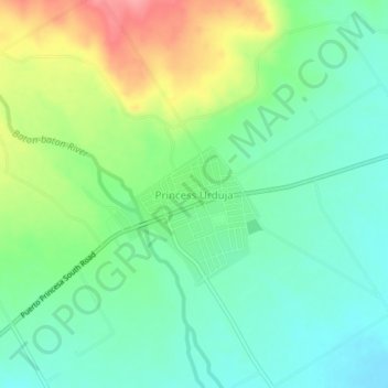 Mapa topográfico Princess Urduja, altitud, relieve