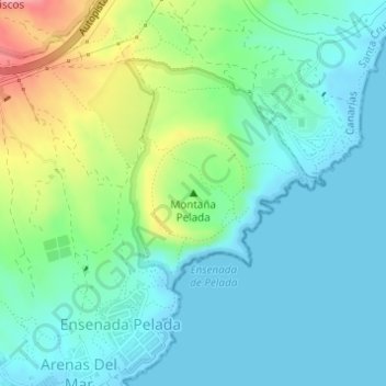 Mapa topográfico Montaña Pelada, altitud, relieve