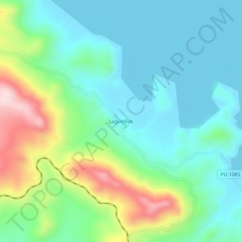 Mapa topográfico Lagunillas, altitud, relieve