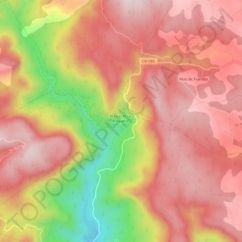 Mapa topográfico La Artejuela, altitud, relieve