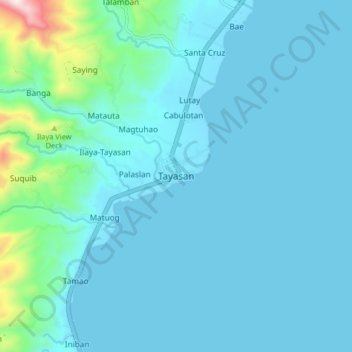Mapa topográfico Tayasan, altitud, relieve