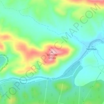 Mapa topográfico Cerro de la Gila, altitud, relieve