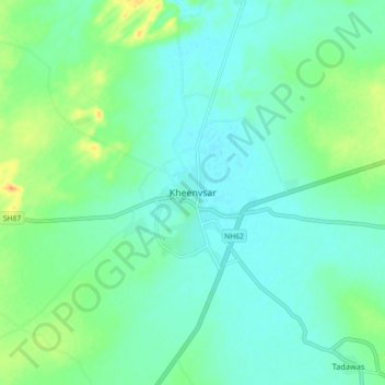 Mapa topográfico Kheenvsar, altitud, relieve