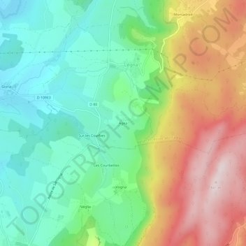 Mapa topográfico Agea, altitud, relieve