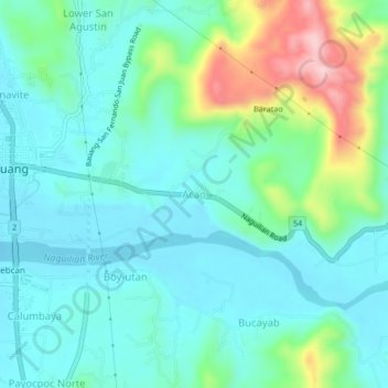 Mapa topográfico Acao, altitud, relieve