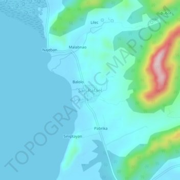 Mapa topográfico San Rafael, altitud, relieve