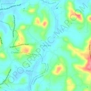 Mapa topográfico Anakkara, altitud, relieve