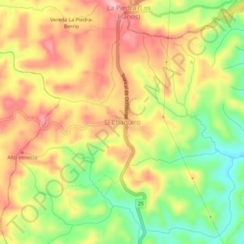 Mapa topográfico El Chaquiro, altitud, relieve