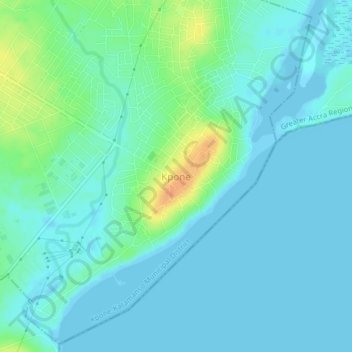 Mapa topográfico Kpone, altitud, relieve
