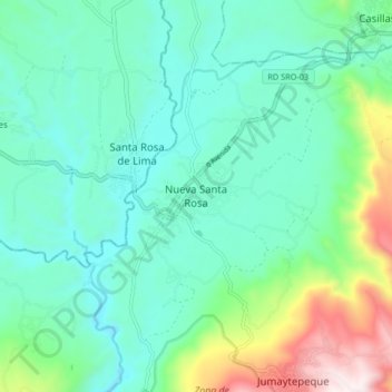 Mapa topográfico Nueva Santa Rosa, altitud, relieve