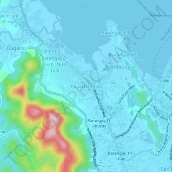 Mapa topográfico Kassel Homes, altitud, relieve