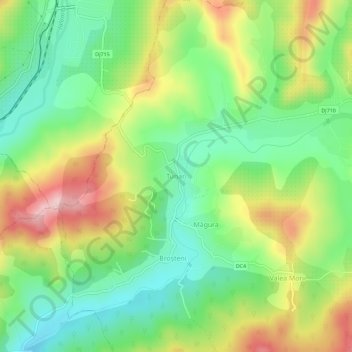 Mapa topográfico Tunari, altitud, relieve