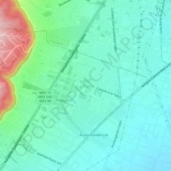 Mapa topográfico La Tijera, altitud, relieve
