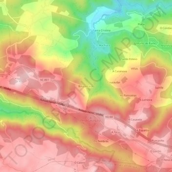 Mapa topográfico Bouzamaior, altitud, relieve