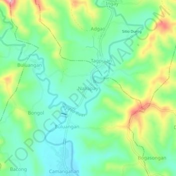 Mapa topográfico Nahapay, altitud, relieve