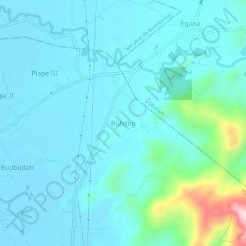 Mapa topográfico Buhang, altitud, relieve