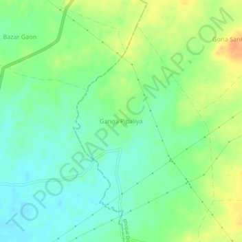 Mapa topográfico Ganga Pipaliya, altitud, relieve
