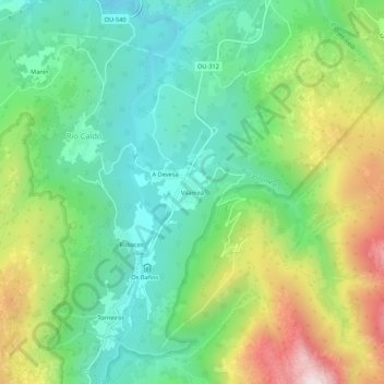 Mapa topográfico Vilameá, altitud, relieve