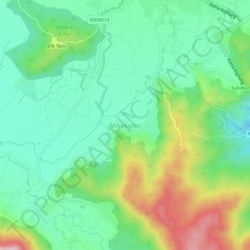 Mapa topográfico Manikapur, altitud, relieve